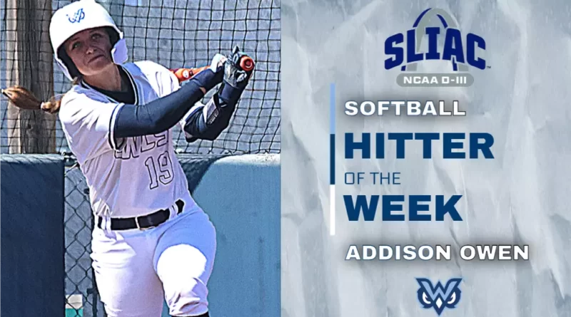 Owls’ Addison Owen Named SLIAC Softball Hitter of the Week Owls’ Owen owns SLIAC Softball Hitter of the Week for April 6-12