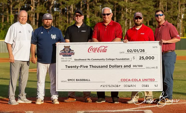 Coca-Cola Donates $25,000 to Southwest Mississippi Baseball Before Series Coca Cola presents check to Bear Baseball ahead of Coke Classic