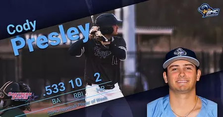 Cody Presley Leads Blue Mountain to Series Win, Earns SSAC Player of the Week Presley powers Toppers to series win, earns SSAC Player of the Week honors again