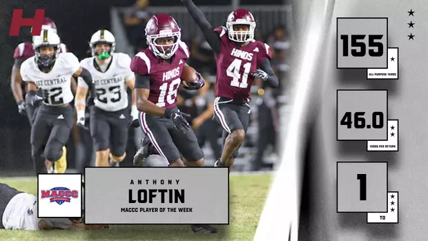 Hinds’ Anthony Loftin Named MACCC Special Teams Player of the Week Anthony Loftin Named MACCC Special Teams Player of the Week