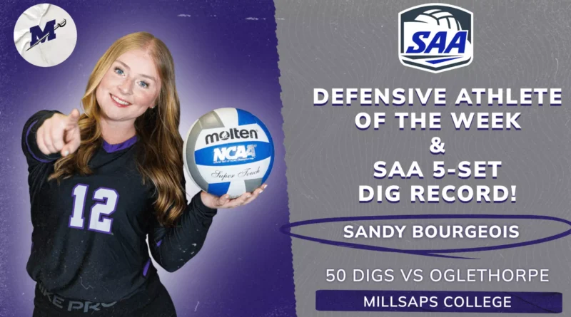 Millsaps Volleyball’s Sandy Bourgeois Sets SAA Record, Named Defensive Player of the Week Sandy Bourgeois Sets SAA Record, Named Defensive Athlete of the Week