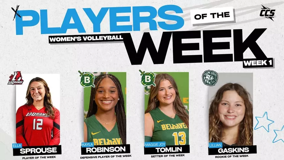 Tomlin and Robinson Earn CCS Weekly Honors for Belhaven Volleyball