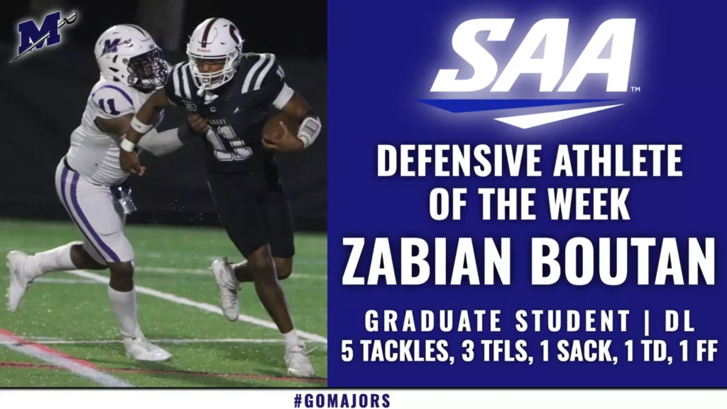 Zabian Boutan Named SAA Defensive Athlete of the Week