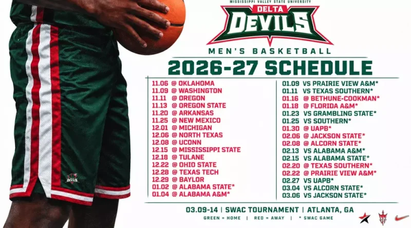 Mississippi Valley State Reveals 2026-27 Men’s Basketball Schedule Delta Devils Announce Schedule for First Season Under Mike Davis